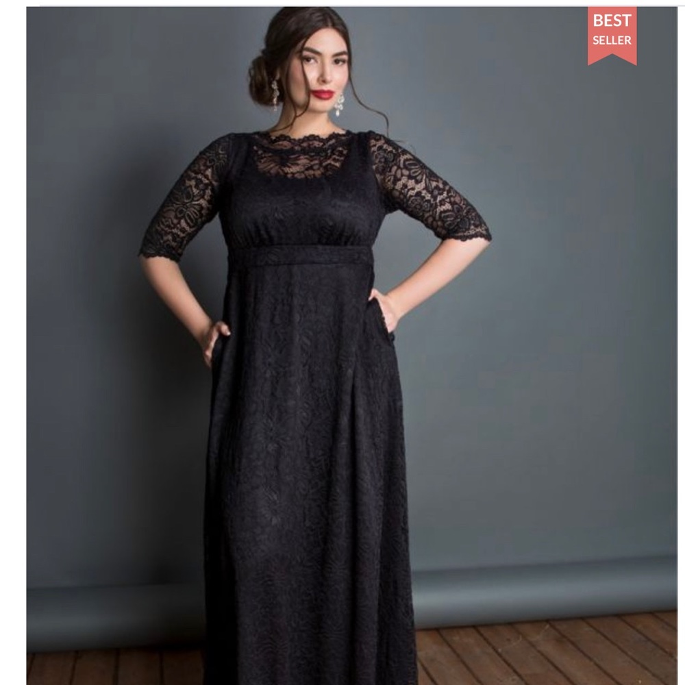Kiyonna Leona Lace Gown Black - size 2X (18-20)